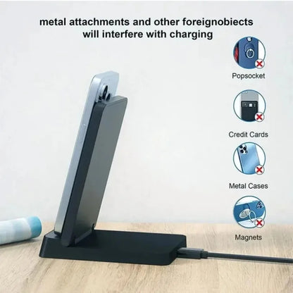 Magnetic Fast Charging Station 15W Wireless Charger Desktop Fold Smart Phone Holder Charge For Magsafe iPhone 16 15 14 13 12 Pro