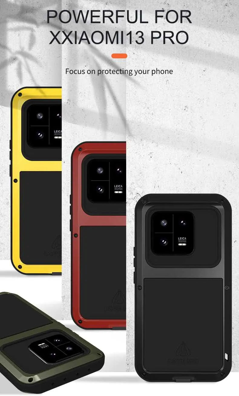 Love Mei Armor Phone Case for Xiaomi 15 14 13 Pro 11 Silicone Military Grade Rugged Metal Protective Shockproof Dust Proof Cover