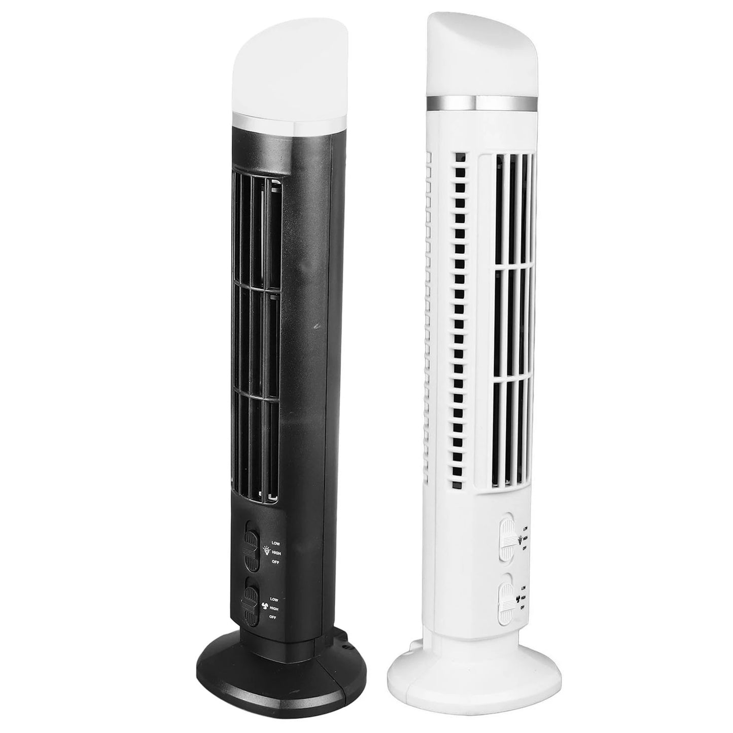 【2026】Tower Bladeless Fan 90 Degree Oscillating Fingertip Guard USB Quiet Desk Fan Anti Slip Pad with Light for Home