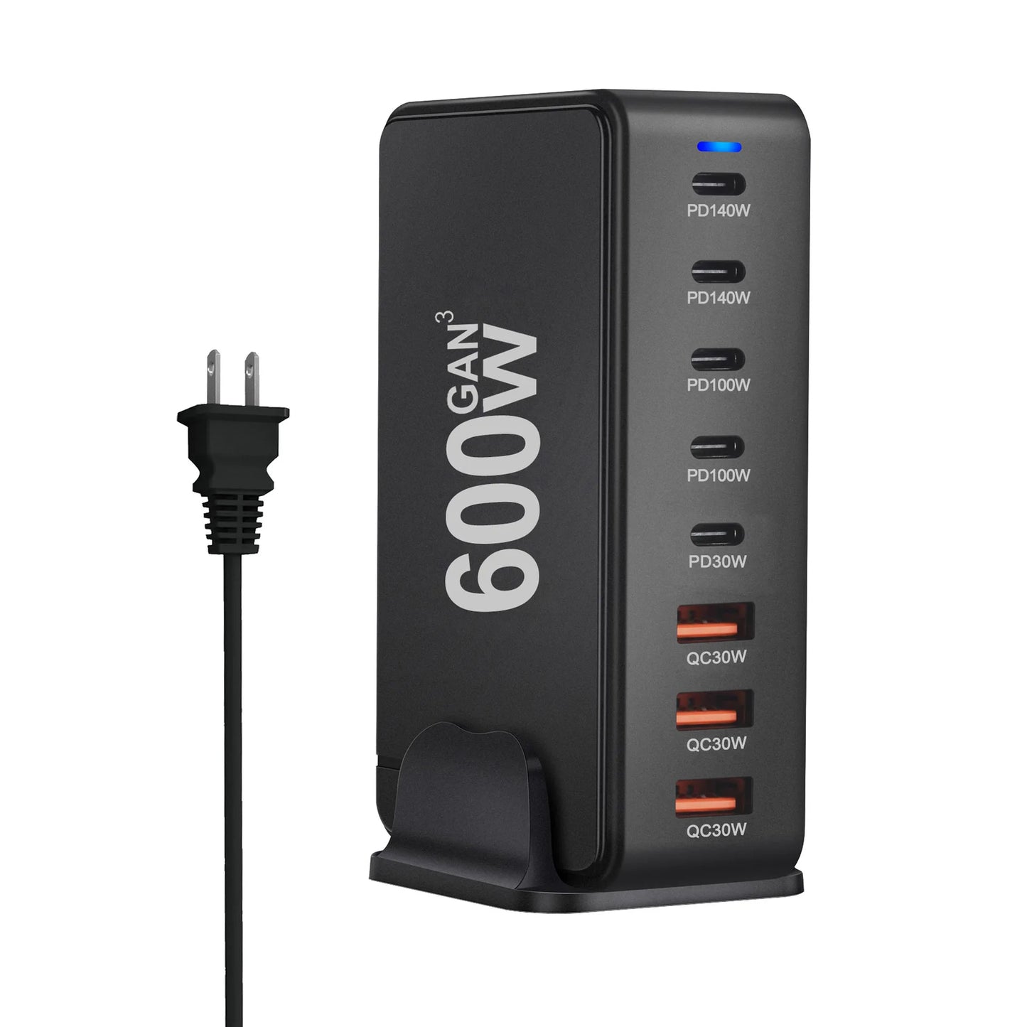 GaN  600W New Fast Charge 3.0 USB-C Charger with 8 Ports 5C3A PD, Portable and Suitable for Tablets