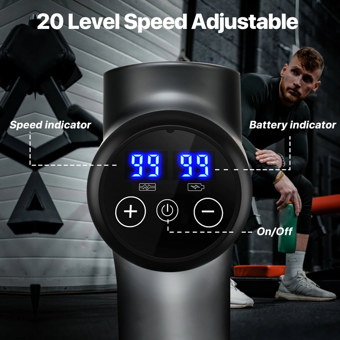 Massage  gun，Deep Tissue Massager Gun ，Percussion Massager for Pain Relief with 8 Massage Heads &99 Speeds