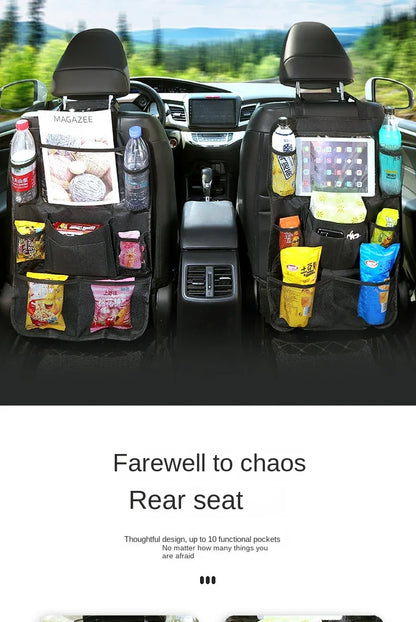 Car Backseat Organizer with Tablet Holder - Multi-Pocket Storage & Seat Protector for Kids/Pets