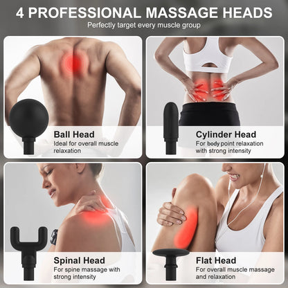 Home Massage Gun With A Long Handle Curved Head Cervical Spine Lumbar Back Legs Multi-functional Fascia Gun For Relaxing Muscles