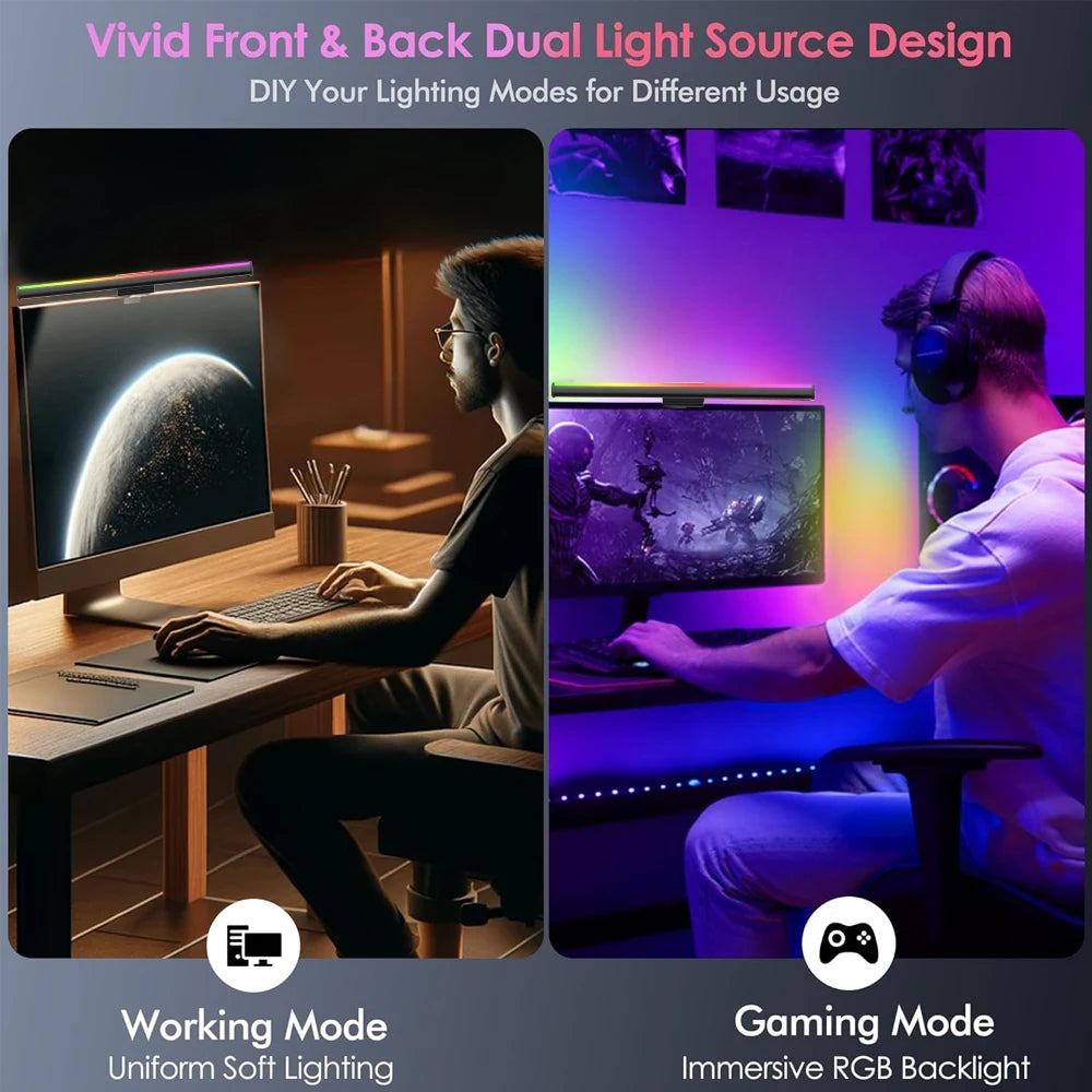 Monitor Light Bar RGB Lightbar Atmosphere USB LED Screen Hanging Setup Dimming For Game Room Desk Lamp Night Light Accessories