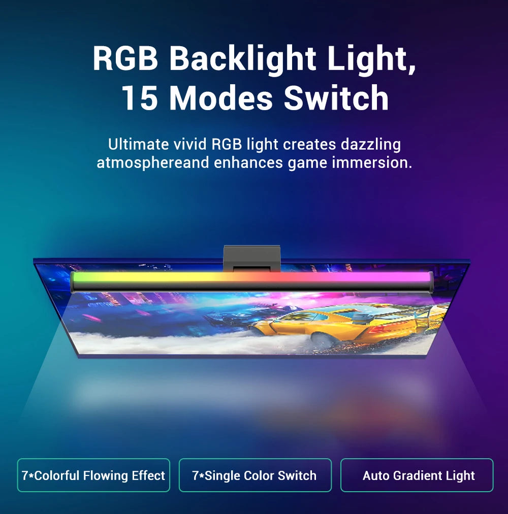 Monitor Light Bar RGB Lightbar Atmosphere USB LED Screen Hanging Setup Dimming For Game Room Desk Lamp Night Light Accessories