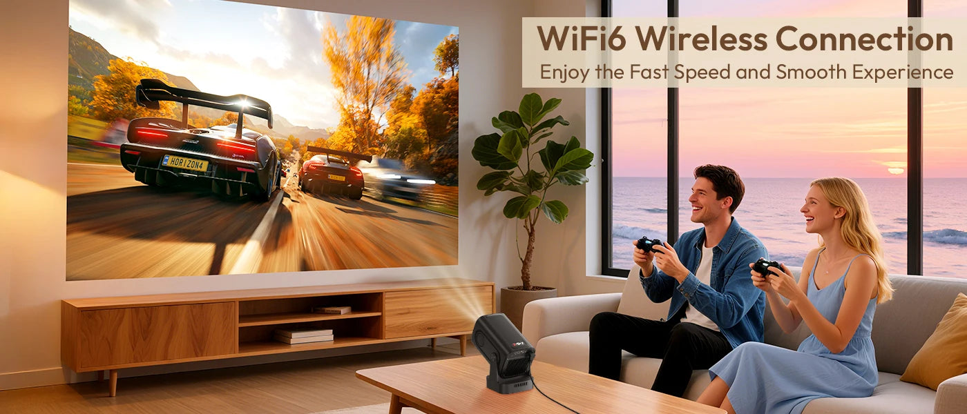 XGODY HY310 Mini Projector Auto Focus 4K Native 1080P 330ANSI Android11 5W Speaker Air Mouse Voice Assistant Home Cinema