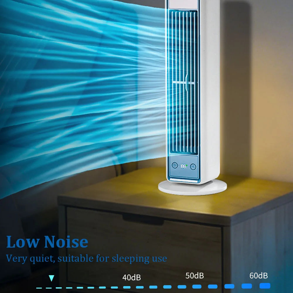 3600mAh USB Rechargeable Tower Fan 3 Speeds Quiet Bladeless Desktop Fan with Remote Control Portable Air Cooler for Home Office