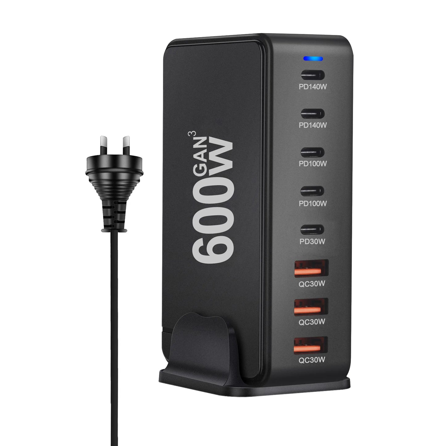GaN  600W New Fast Charge 3.0 USB-C Charger with 8 Ports 5C3A PD, Portable and Suitable for Tablets