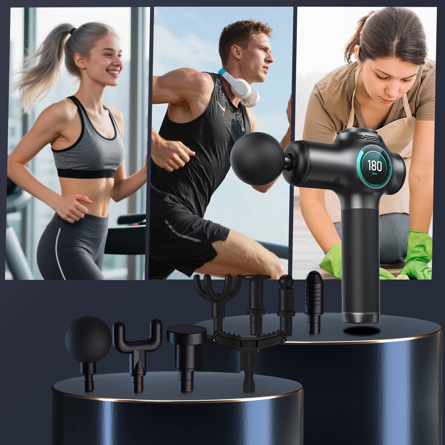 Massage  gun，Deep Tissue Massager Gun ，Percussion Massager for Pain Relief with 8 Massage Heads &99 Speeds