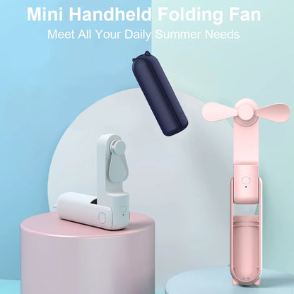 Portable Fan Mini Handheld Fan 2000mAh USB Rechargeable with Handy Power Bank Small Hand Held Foldable Pocket Fan for Travel