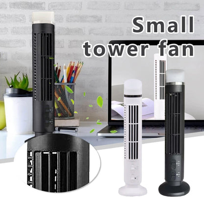 【2026】Tower Bladeless Fan 90 Degree Oscillating Fingertip Guard USB Quiet Desk Fan Anti Slip Pad with Light for Home