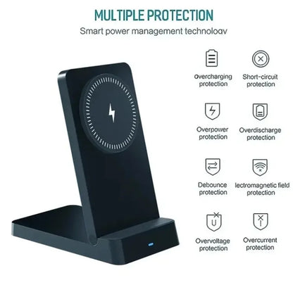 Magnetic Fast Charging Station 15W Wireless Charger Desktop Fold Smart Phone Holder Charge For Magsafe iPhone 16 15 14 13 12 Pro