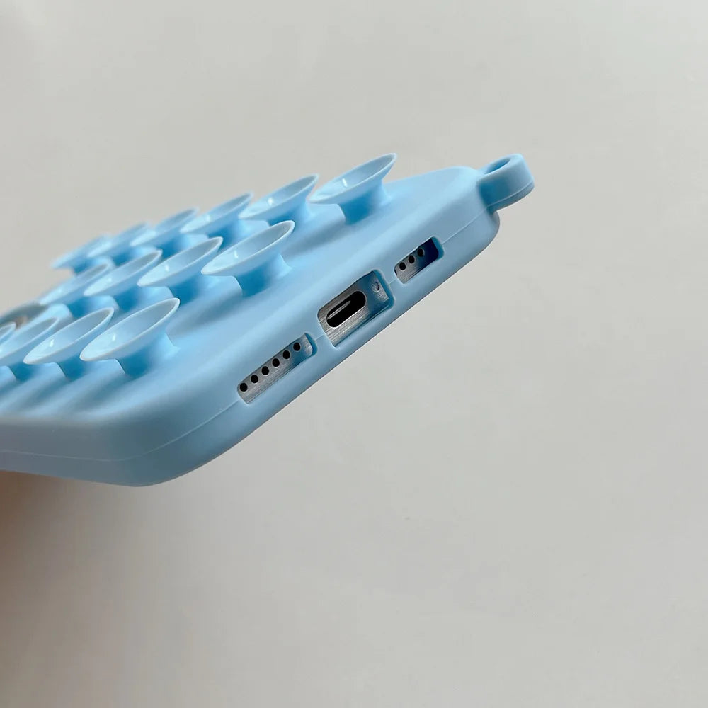 3D Suction Cup Phone Case For iPhone 17 16 13 11 15 12 14 Pro Max 17 Air 14 Plus Soft Candy Color Shockproof Anti-Slip Cover