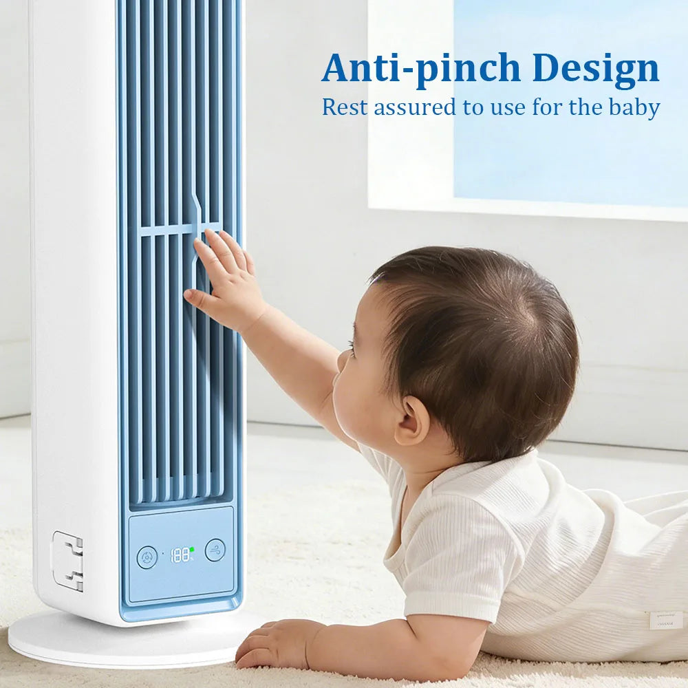 3600mAh USB Rechargeable Tower Fan 3 Speeds Quiet Bladeless Desktop Fan with Remote Control Portable Air Cooler for Home Office