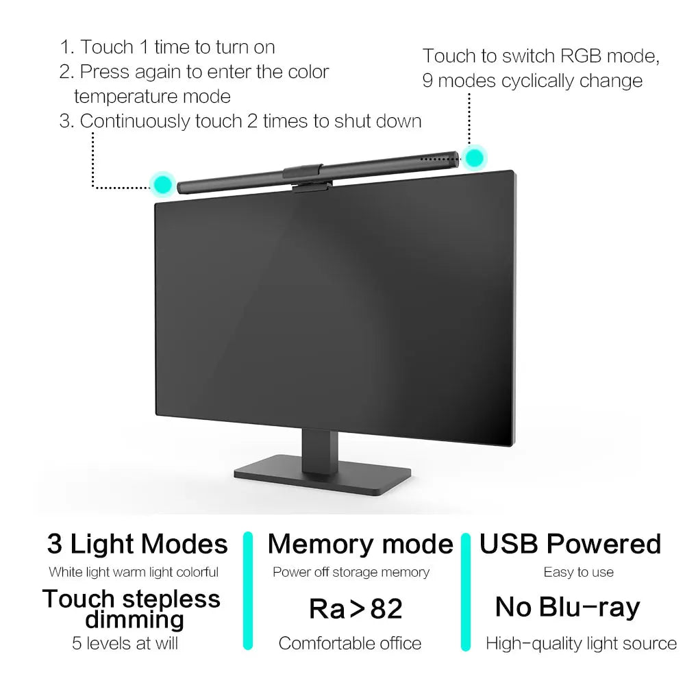 LED Computer Monitor Light Bar For Learning/Reading/Work Dimming Night Lighting Display Screen Hanging Lamp Eye Protection Lamp
