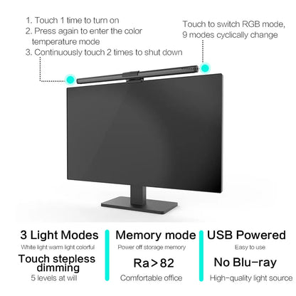LED Computer Monitor Light Bar For Learning/Reading/Work Dimming Night Lighting Display Screen Hanging Lamp Eye Protection Lamp