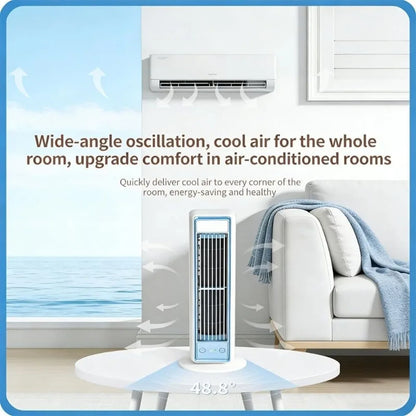 3600mAh USB Rechargeable Tower Fan 3 Speeds Quiet Bladeless Desktop Fan with Remote Control Portable Air Cooler for Home Office