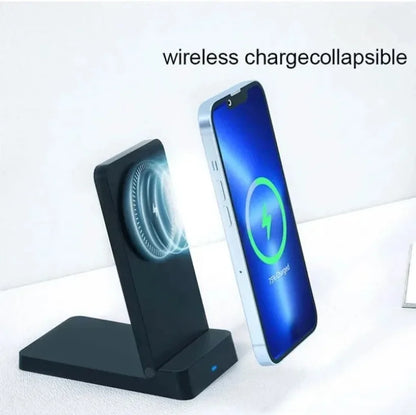 Magnetic Fast Charging Station 15W Wireless Charger Desktop Fold Smart Phone Holder Charge For Magsafe iPhone 16 15 14 13 12 Pro