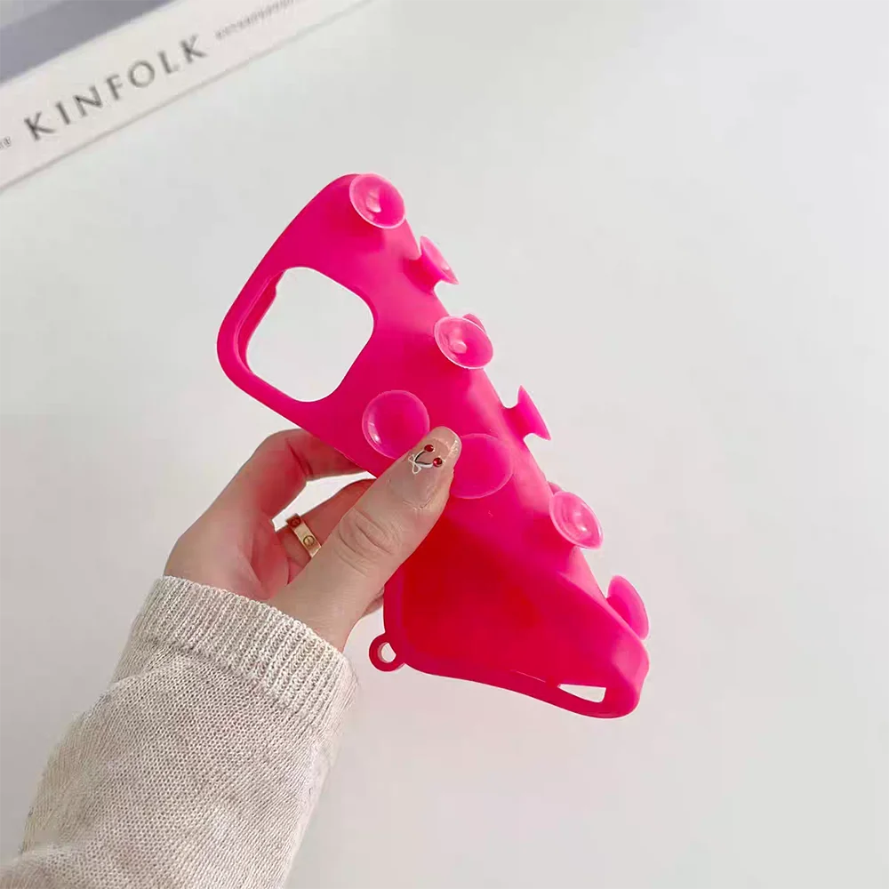3D Suction Cup Phone Case For iPhone 17 16 13 11 15 12 14 Pro Max 17 Air 14 Plus Soft Candy Color Shockproof Anti-Slip Cover