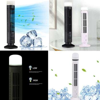 【2026】Tower Bladeless Fan 90 Degree Oscillating Fingertip Guard USB Quiet Desk Fan Anti Slip Pad with Light for Home